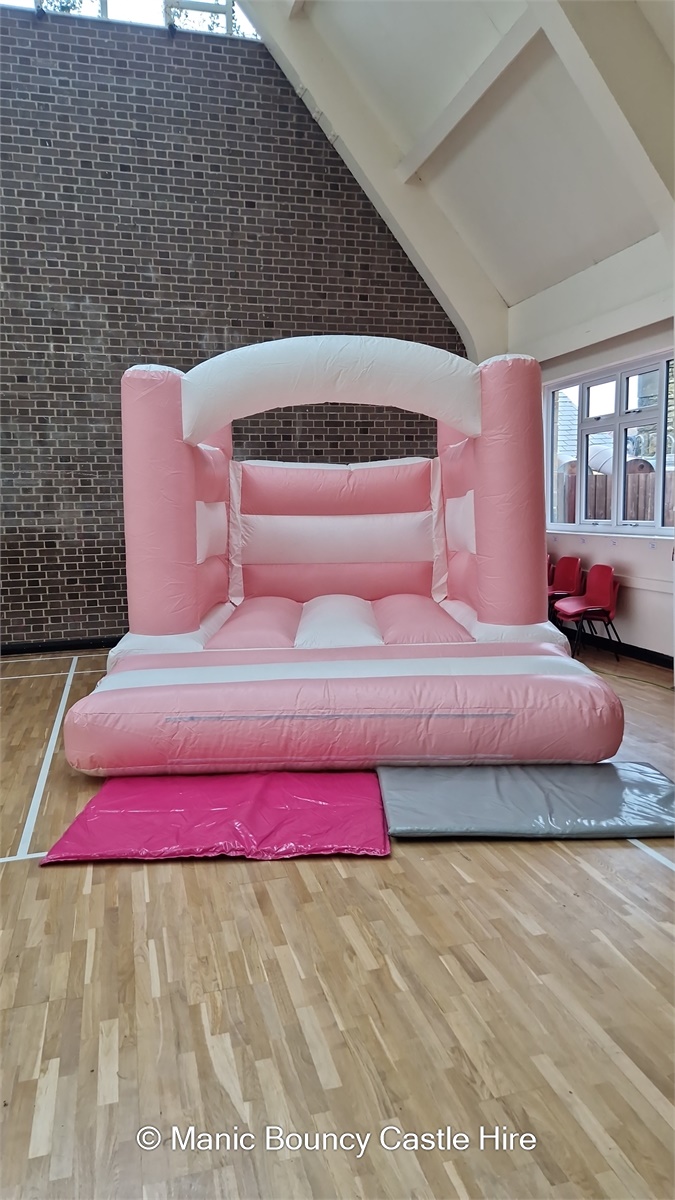 White and Pink bouncy castle 12x12 - Bouncy Castle Hire, Soft Play Hire ...